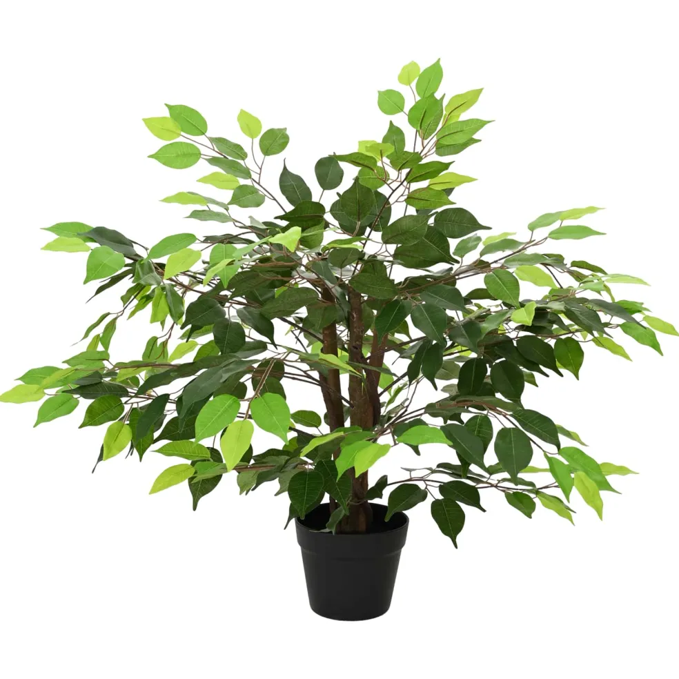 vidaXL Kunst Ficus Plant Groen 73 x 16 x 60 cm Stof en Hout
