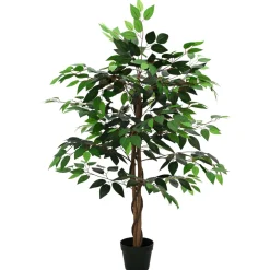 vidaXL Kunst Ficus Plant Groen 90 x 16 x 110 cm Stof en Hout