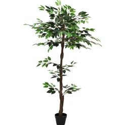 vidaXL Kunst Ficus Plant Groen 85 x 18 x 160 cm Stof en Hout