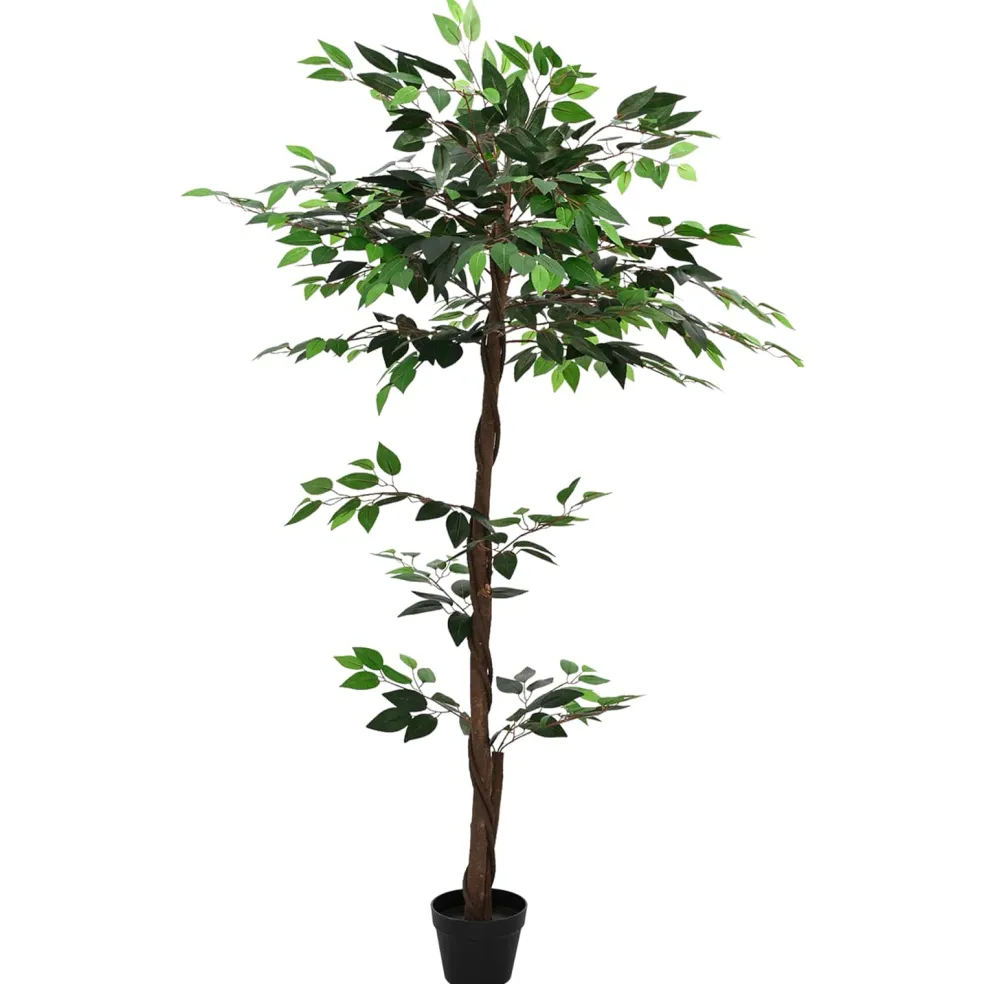 vidaXL Kunst Ficus Plant Groen 85 x 18 x 160 cm Stof en Hout