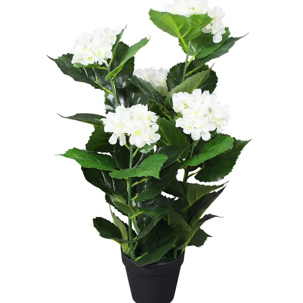 vidaXL Kunst hortensia plant met pot 60 cm wit