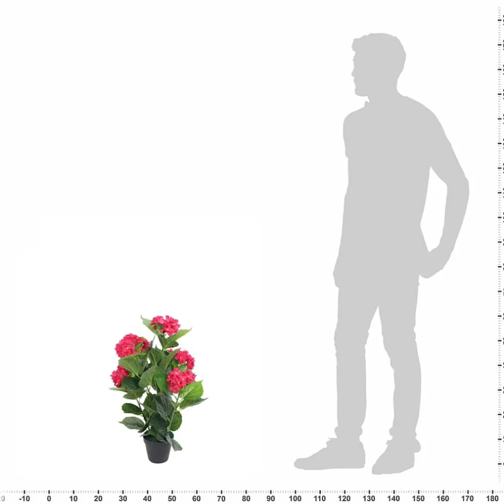 vidaXL Kunst hortensia plant met pot 60 cm rood