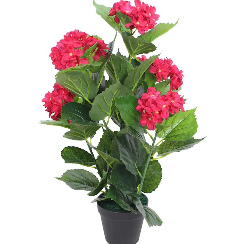 vidaXL Kunst hortensia plant met pot 60 cm rood