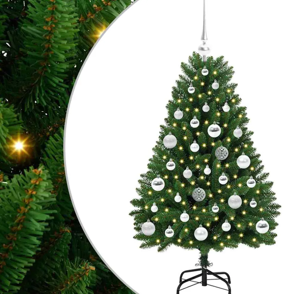 vidaXL Kunstkerstboom 120 cm 150 LED's Warmwit PVC en staal Groen