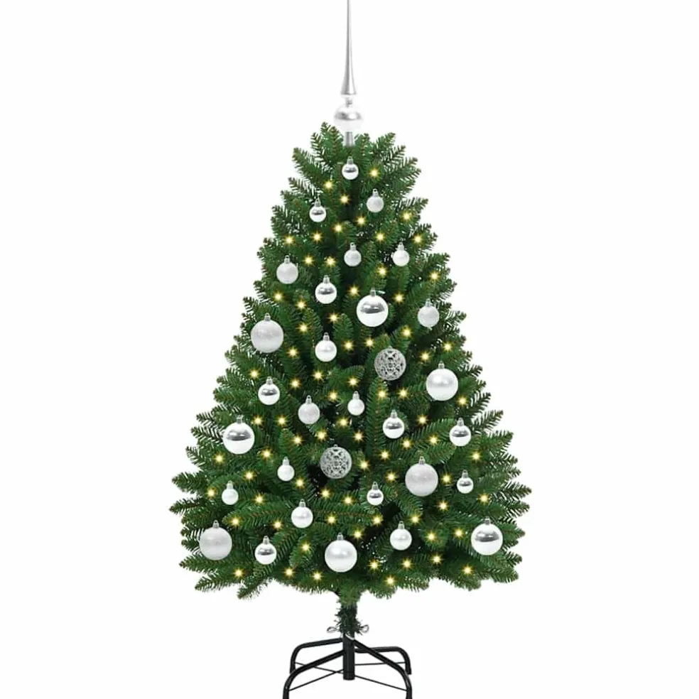 vidaXL Kunstkerstboom 120 cm 150 LED's Warmwit PVC en staal Groen