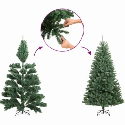 vidaXL Kunstkerstboom 120 cm 150 LED's Warmwit PVC en staal Groen