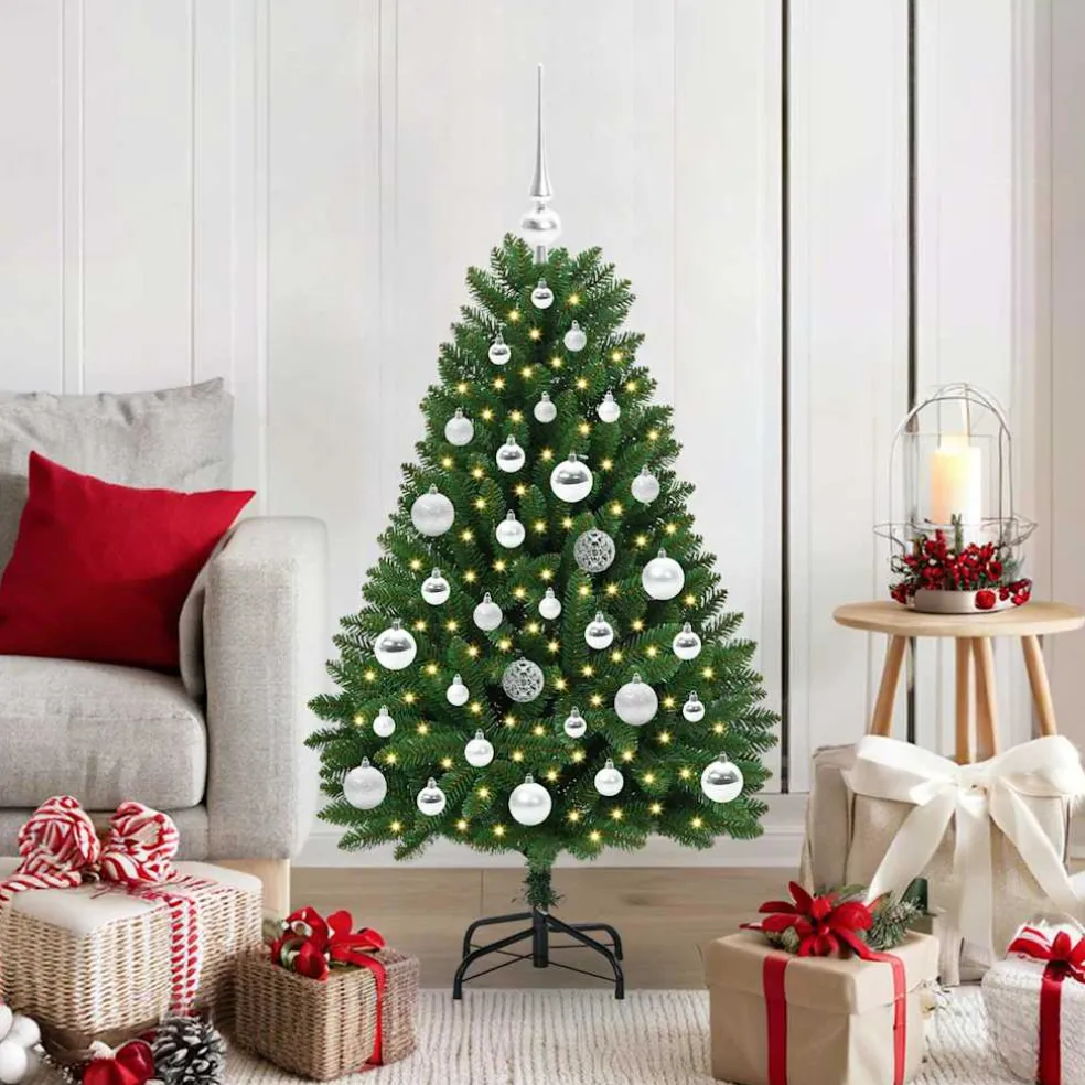 vidaXL Kunstkerstboom 120 cm 150 LED's Warmwit PVC en staal Groen