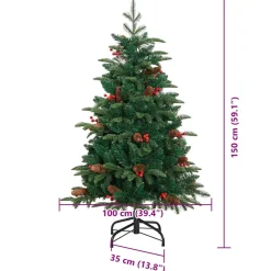 vidaXL Kunstkerstboom Groen 150 cm PVC en Metaal en Plastic