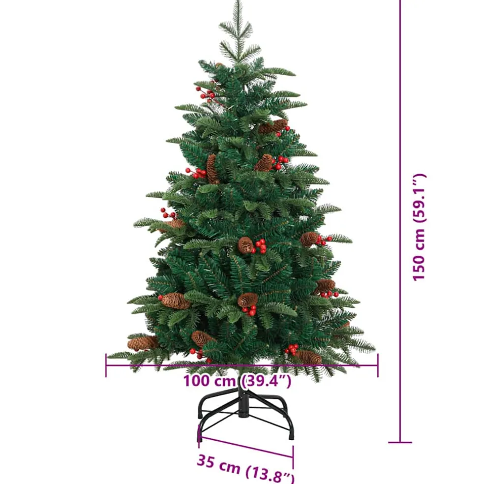 vidaXL Kunstkerstboom Groen 150 cm PVC en Metaal en Plastic