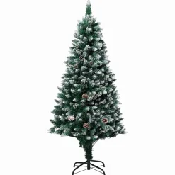 vidaXL Kunstkerstboom Groen 150 cm PVC en Staal en Kunststof