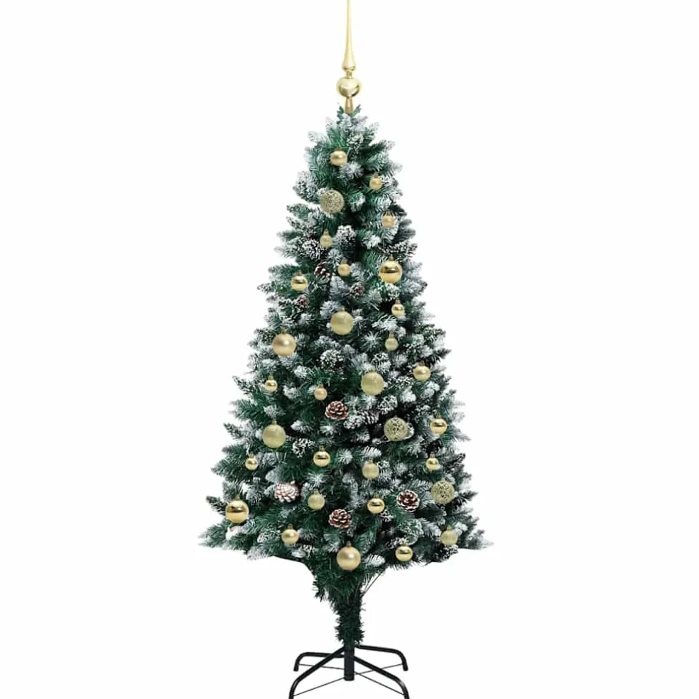 vidaXL Kunstkerstboom Groen 150 cm PVC en Staal en Kunststof
