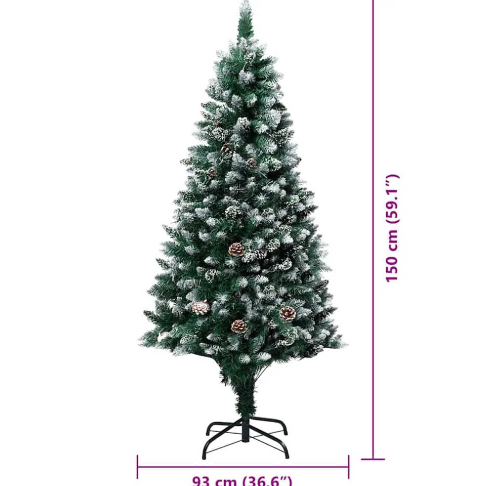 vidaXL Kunstkerstboom Groen 150 cm PVC en Staal en Kunststof