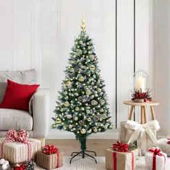 vidaXL Kunstkerstboom Groen 150 cm PVC en Staal en Kunststof
