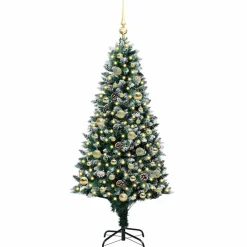 vidaXL Kunstkerstboom Groen 150 cm PVC en Staal en Kunststof