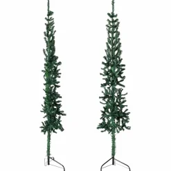 vidaXL Kunstkerstboom half met standaard smal 120 cm groen