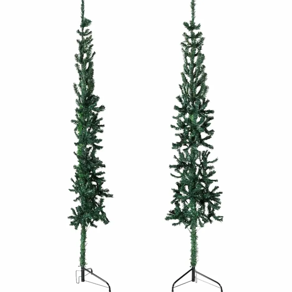 vidaXL Kunstkerstboom half met standaard smal 120 cm groen
