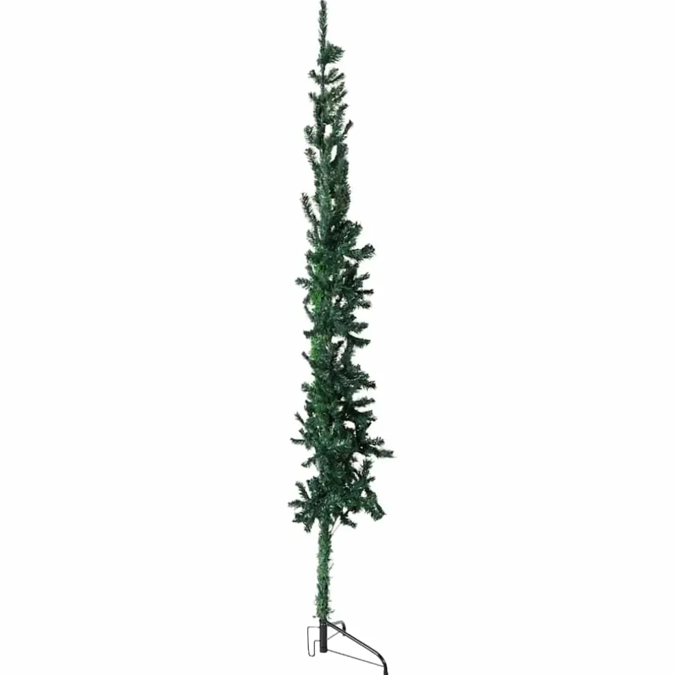 vidaXL Kunstkerstboom half met standaard smal 120 cm groen