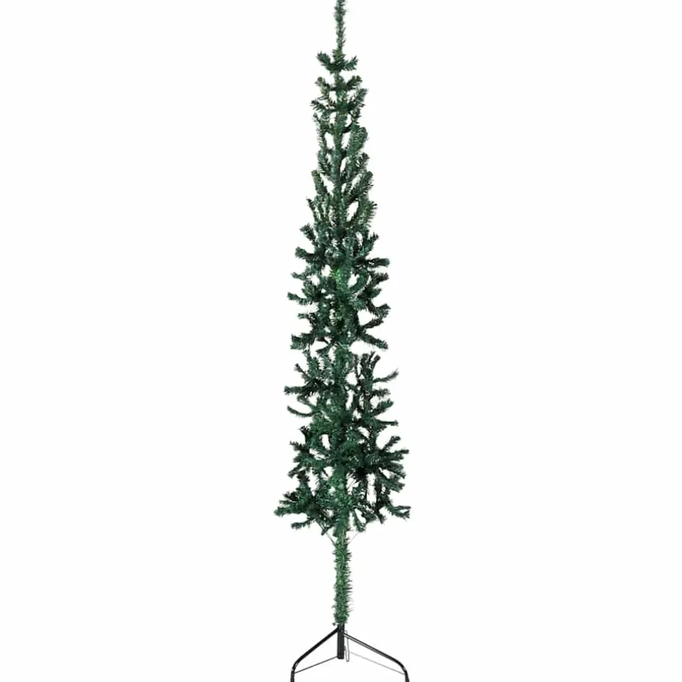 vidaXL Kunstkerstboom half met standaard smal 120 cm groen