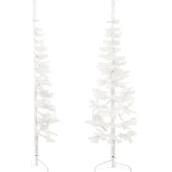 vidaXL Kunstkerstboom half met standaard smal 120 cm wit