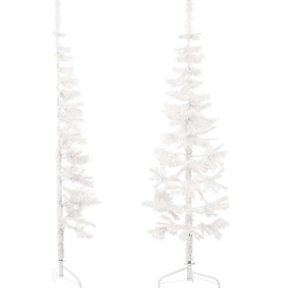 vidaXL Kunstkerstboom half met standaard smal 120 cm wit