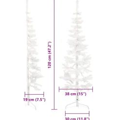 vidaXL Kunstkerstboom half met standaard smal 120 cm wit