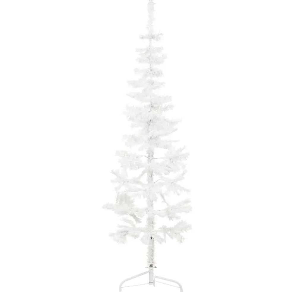 vidaXL Kunstkerstboom half met standaard smal 120 cm wit