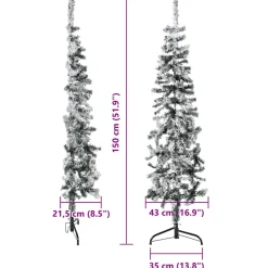vidaXL Kunstkerstboom half met sneeuw smal 150 cm