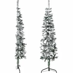 vidaXL Kunstkerstboom half met sneeuw smal 150 cm