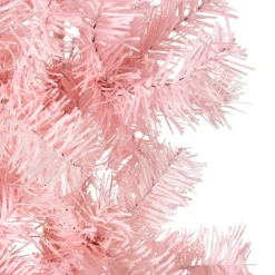 vidaXL Kunstkerstboom half met standaard smal 120 cm roze