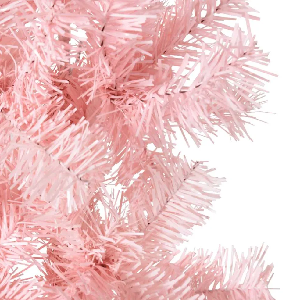 vidaXL Kunstkerstboom half met standaard smal 120 cm roze