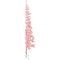 vidaXL Kunstkerstboom half met standaard smal 120 cm roze