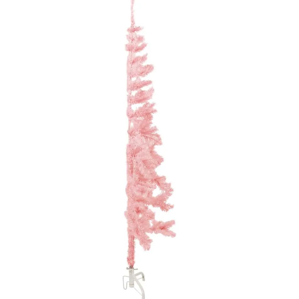 vidaXL Kunstkerstboom half met standaard smal 120 cm roze