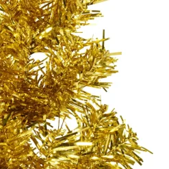 vidaXL Kunstkerstboom half met standaard smal 120 cm goudkleurig
