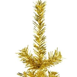 vidaXL Kunstkerstboom half met standaard smal 120 cm goudkleurig