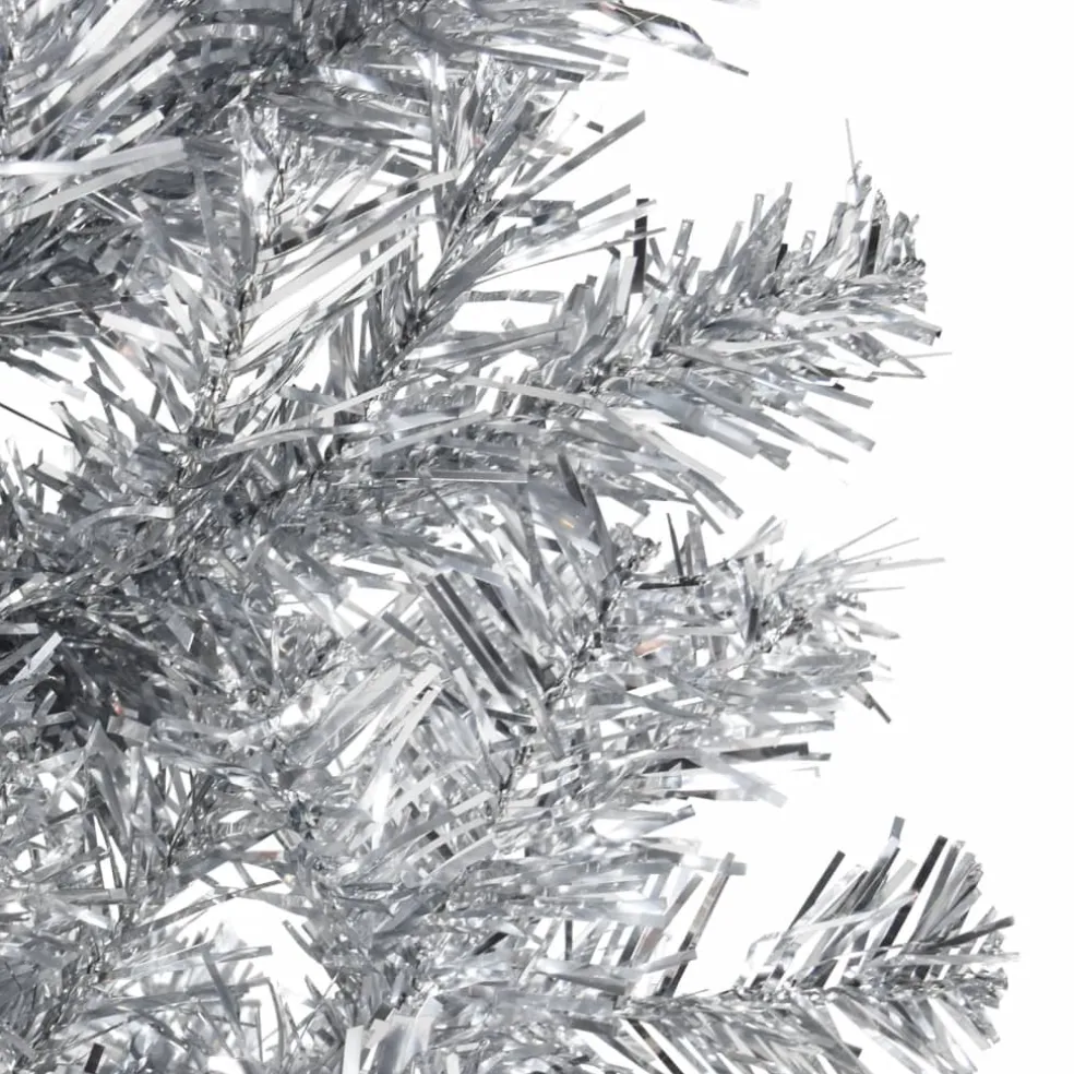 vidaXL Kunstkerstboom half met standaard smal 120 cm zilverkleurig