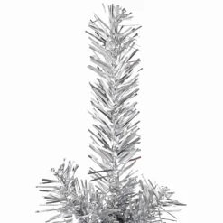 vidaXL Kunstkerstboom half met standaard smal 120 cm zilverkleurig