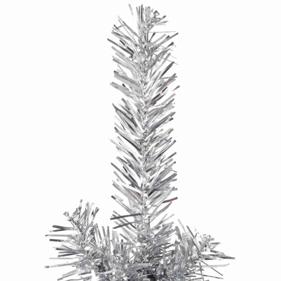 vidaXL Kunstkerstboom half met standaard smal 120 cm zilverkleurig