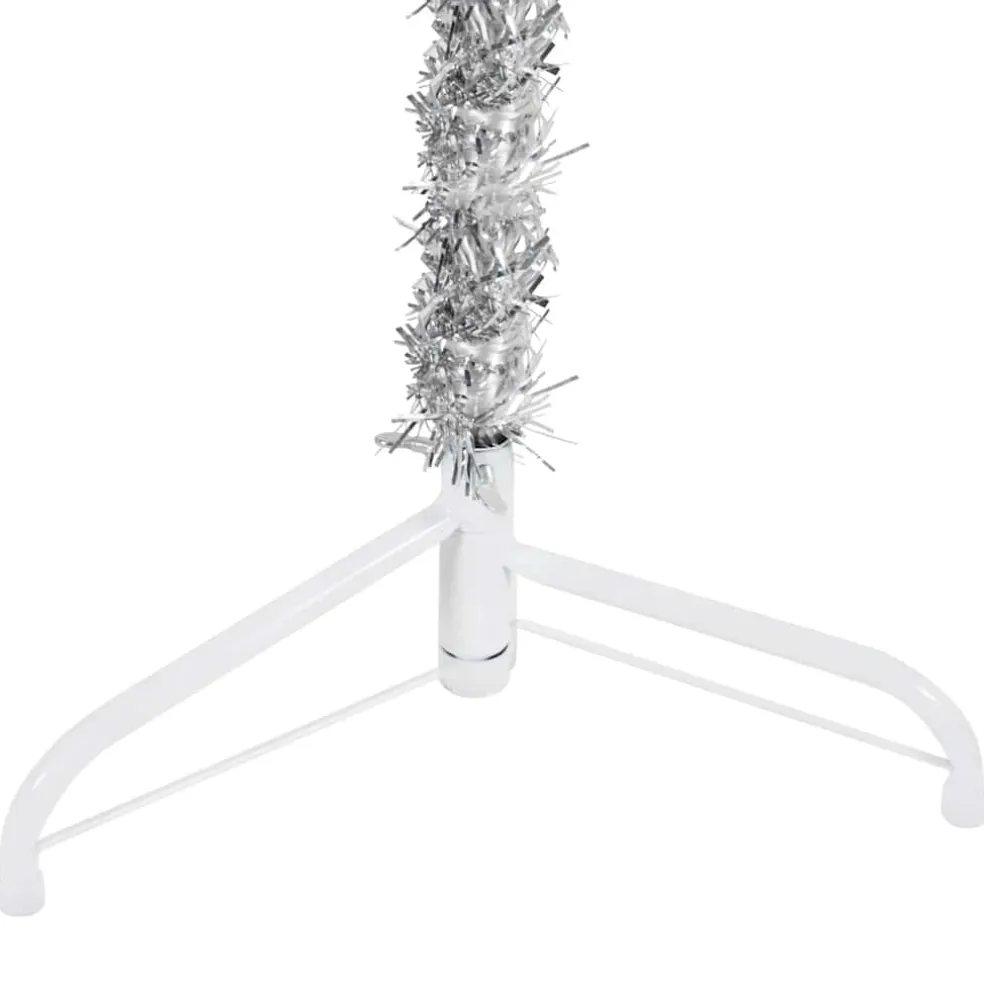 vidaXL Kunstkerstboom half met standaard smal 120 cm zilverkleurig