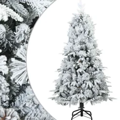 vidaXL Kunst Kerstboom met Geveerde Takken, Sneeuw Bedekt Wit 120 cm