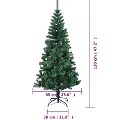 vidaXL Kunstkerstboom met iriserende uiteinden 120 cm PVC groen