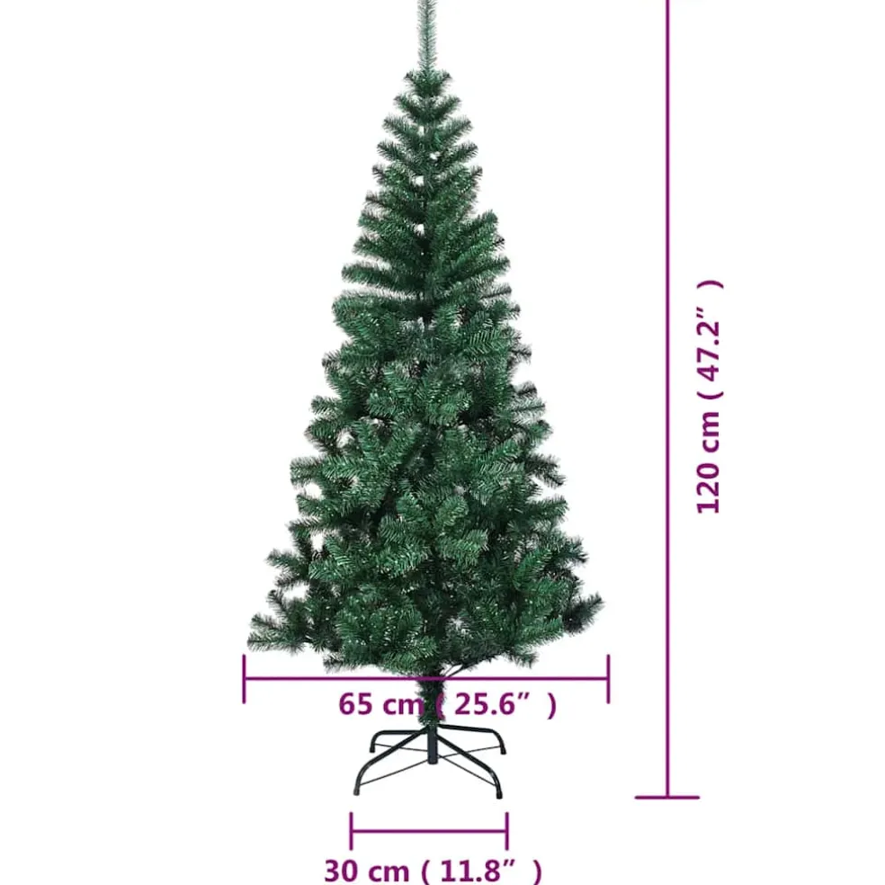 vidaXL Kunstkerstboom met iriserende uiteinden 120 cm PVC groen