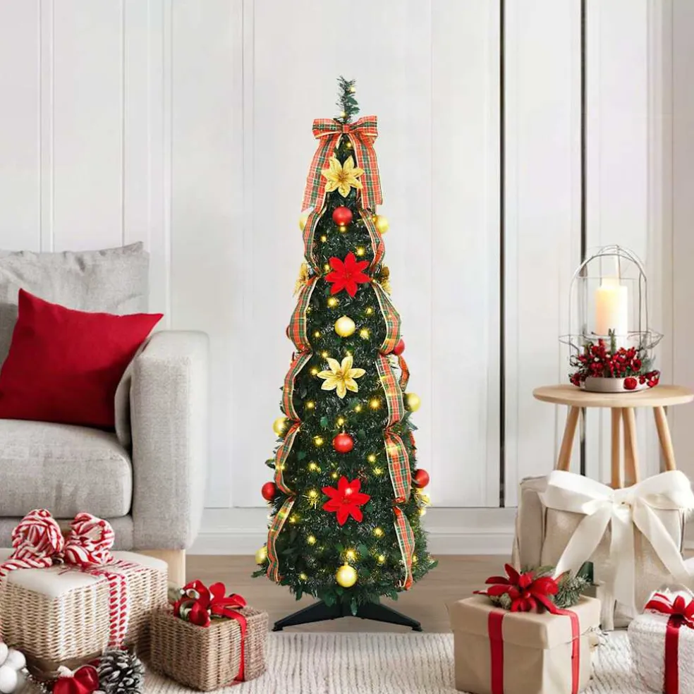 vidaXL Kunstkerstboom met 50 LED met standaard Groen 125 cm PVC