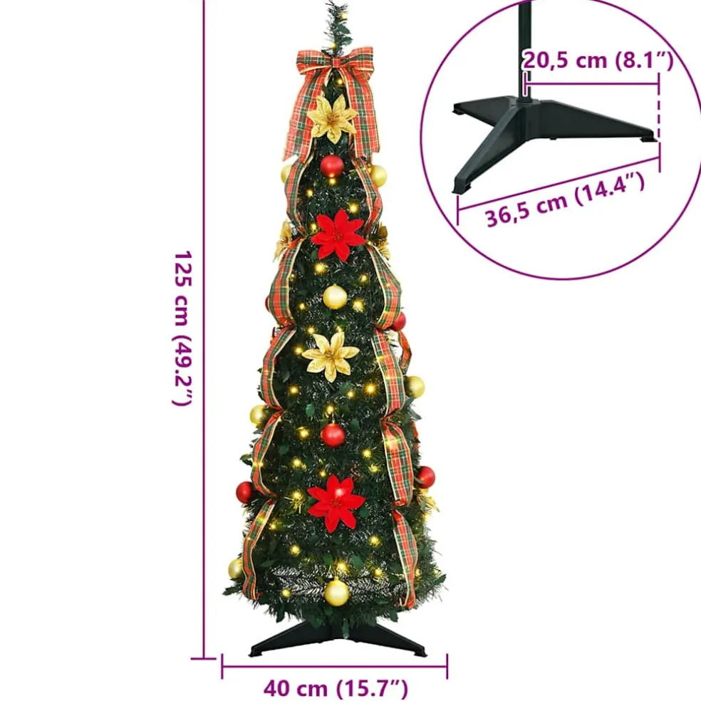 vidaXL Kunstkerstboom met 50 LED met standaard Groen 125 cm PVC