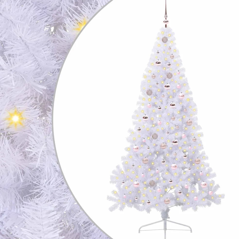 vidaXL Kunstkerstboom met 300 LED Wit 210 cm PVC en staal