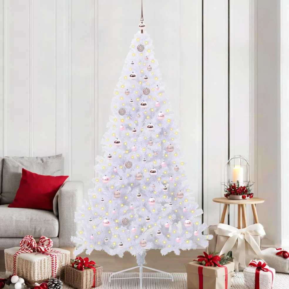 vidaXL Kunstkerstboom met 300 LED Wit 210 cm PVC en staal