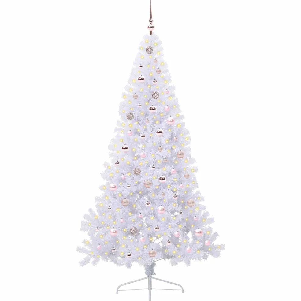 vidaXL Kunstkerstboom met 300 LED Wit 210 cm PVC en staal