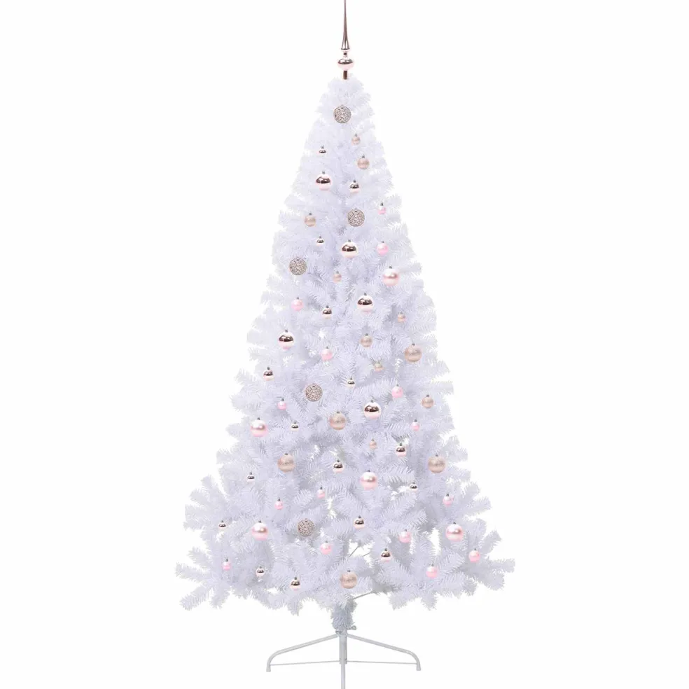 vidaXL Kunstkerstboom met 300 LED Wit 210 cm PVC en staal