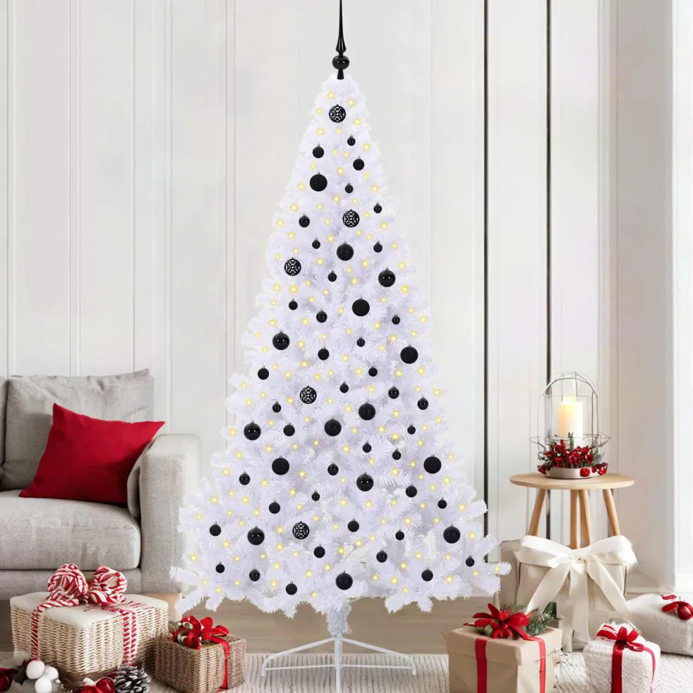 vidaXL Kunstkerstboom met 300 LED Wit 210 cm PVC en staal