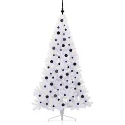 vidaXL Kunstkerstboom met 300 LED Wit 210 cm PVC en staal