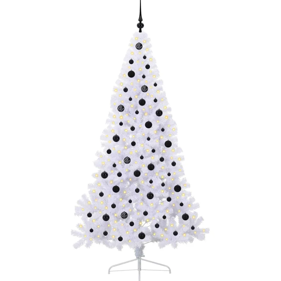 vidaXL Kunstkerstboom met 300 LED Wit 210 cm PVC en staal
